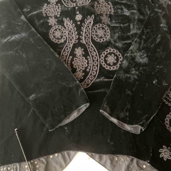 Johnny Was Black Velvet embroidered draped jacket Kimono Small - Picture 11 of 14